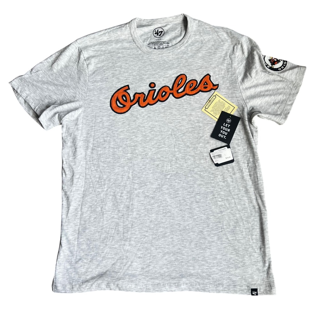 47 Brand Baltimore Orioles Cooperstown Collection Franklin Tee Grey Mens L